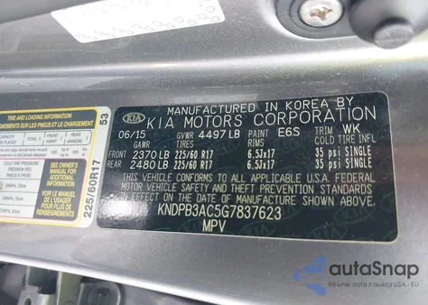 2016 Kia Sportage Lx from USA, damaged, VIN KNDPB3AC5G7837623